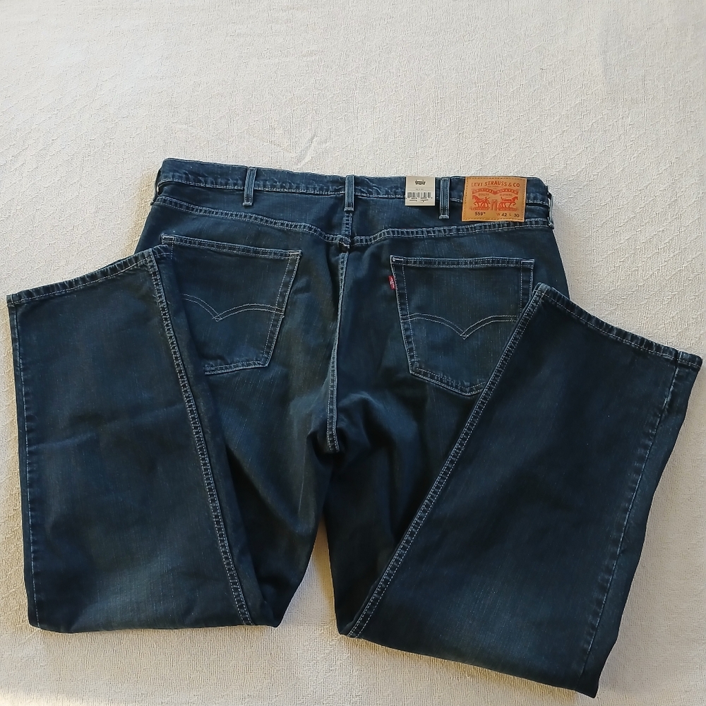 levis 559 relaxed straight street normcore dad dark wash stretch jeans 42x30